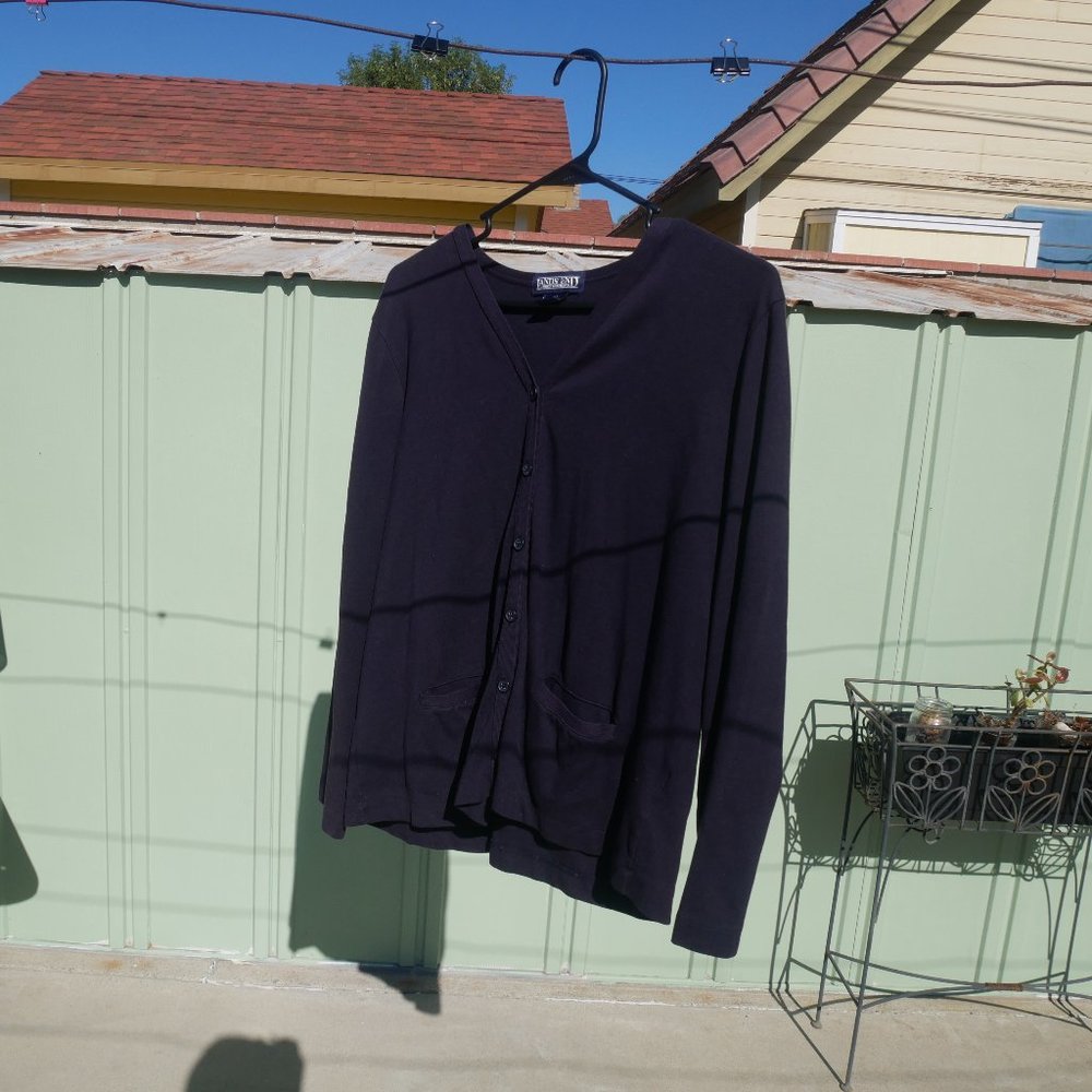 Land's End Navy Cardigan Sweater M (10-12) Petit